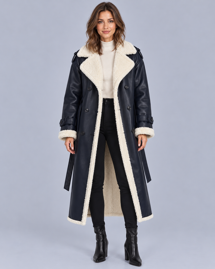 Women's Double-Breasted Faux Shearling Coat