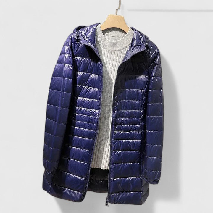 Women's Longline Quilted Jacket with Hood