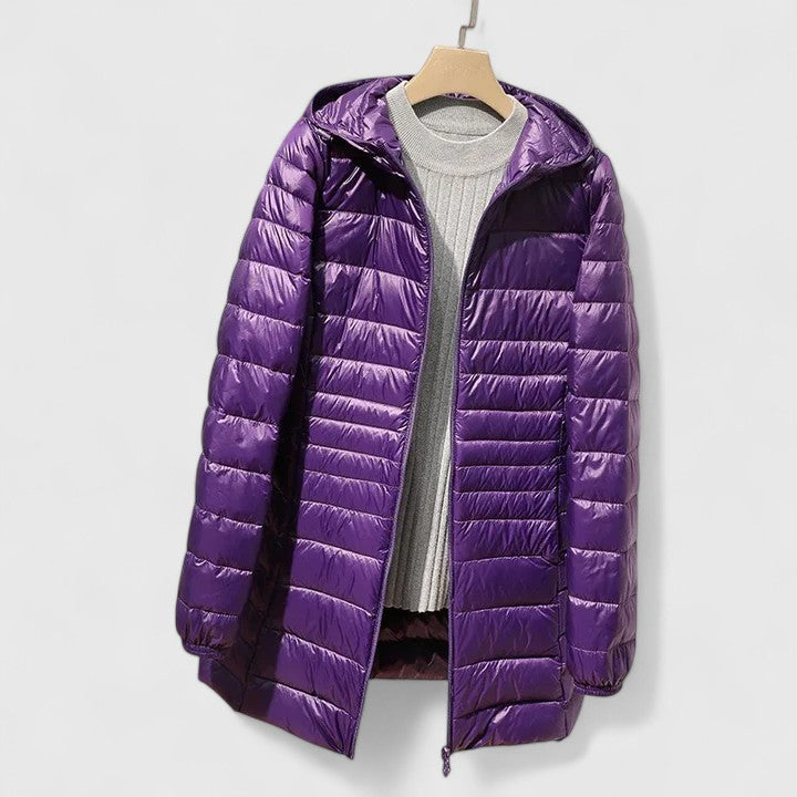 Women's Longline Quilted Jacket with Hood