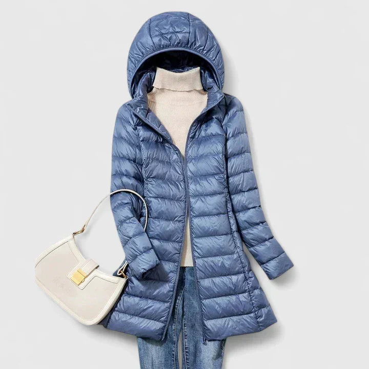 Women's Long Puffer Coat with Detachable Hood