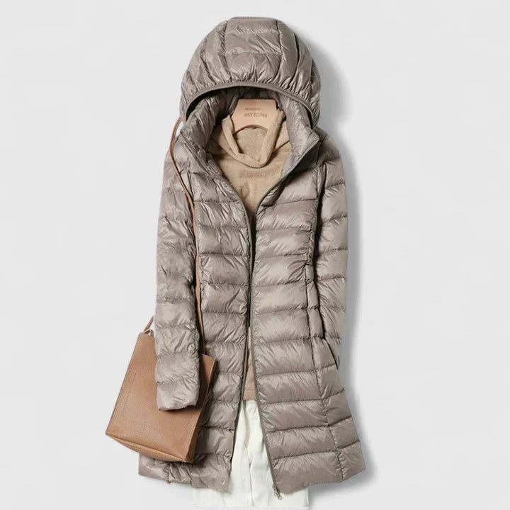 Women's Long Puffer Coat with Detachable Hood