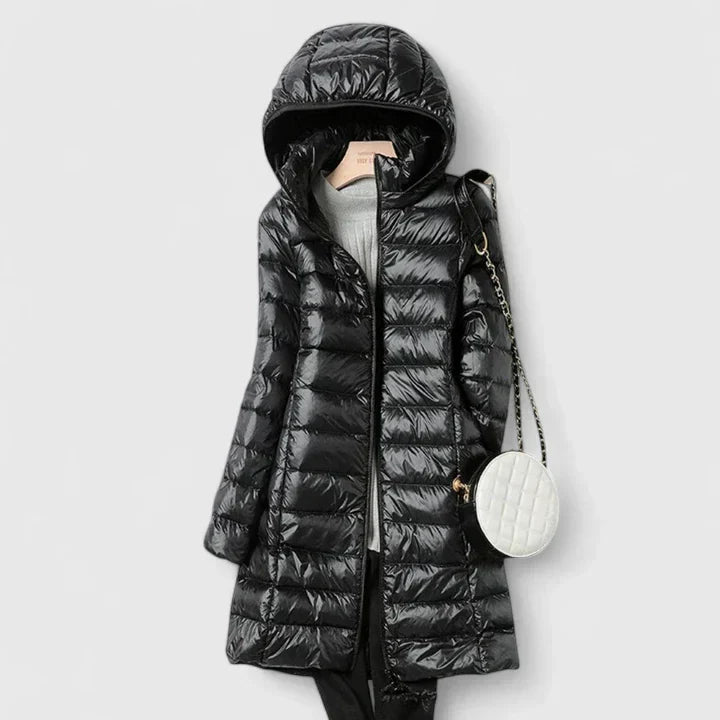Women's Long Puffer Coat with Detachable Hood