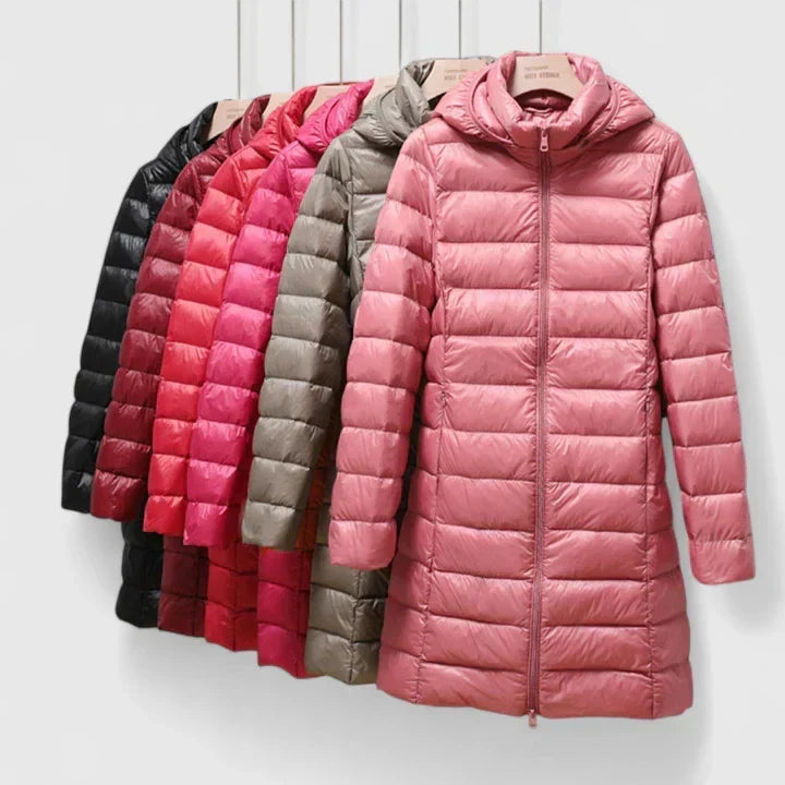 Women's Long Puffer Coat with Detachable Hood