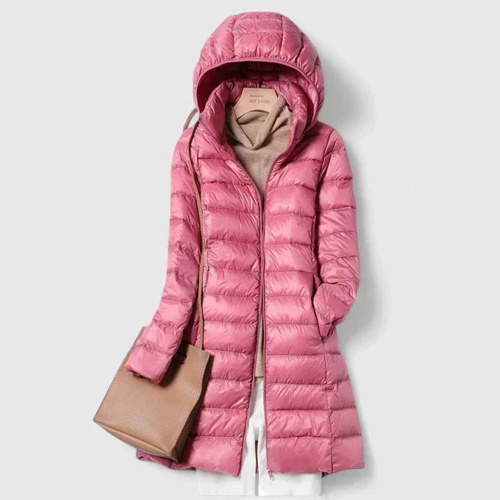 Women's Long Puffer Coat with Detachable Hood