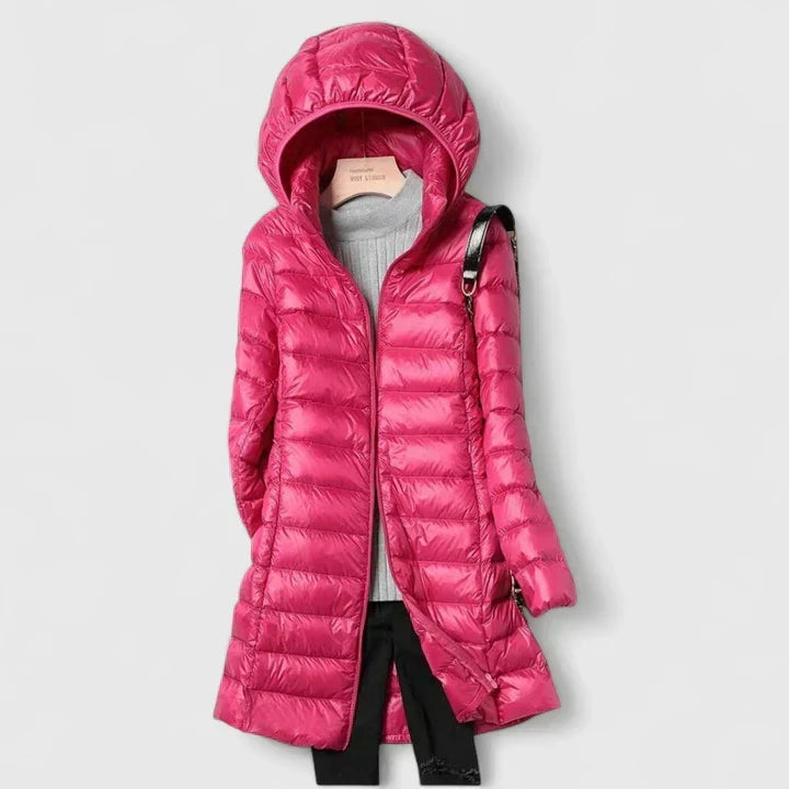 Women's Long Puffer Coat with Detachable Hood