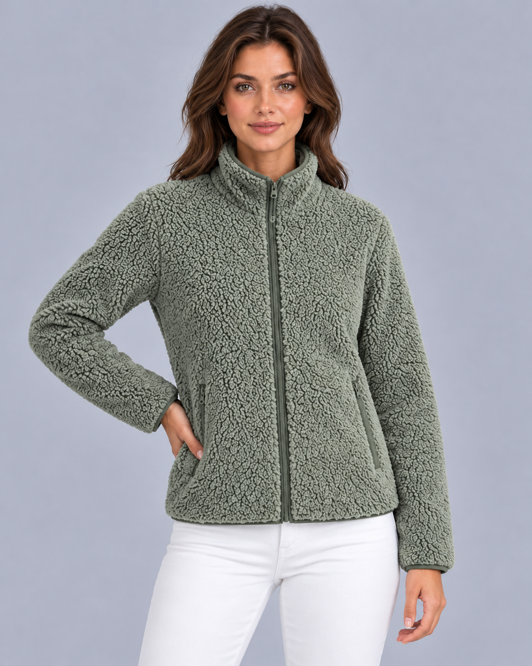 Women's Sherpa Jacket with Zip Pockets