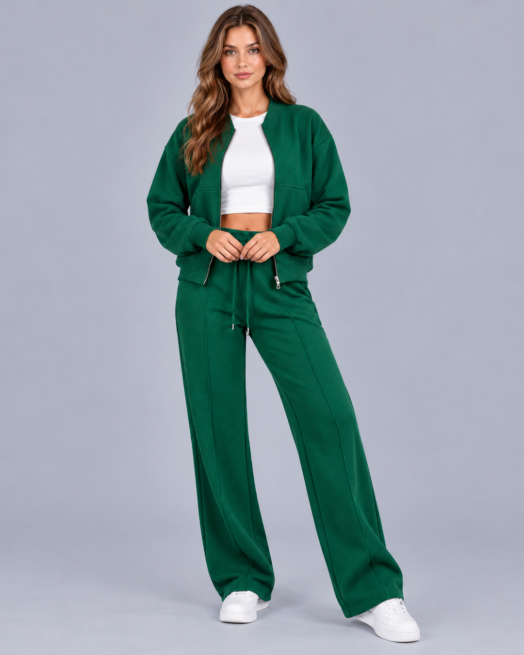 Women's Bomber Zip Tracksuit with Straight-Leg Bottoms