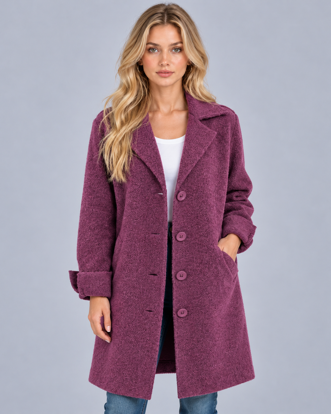 Women's Tailored Coat with Turned-Back Cuffs