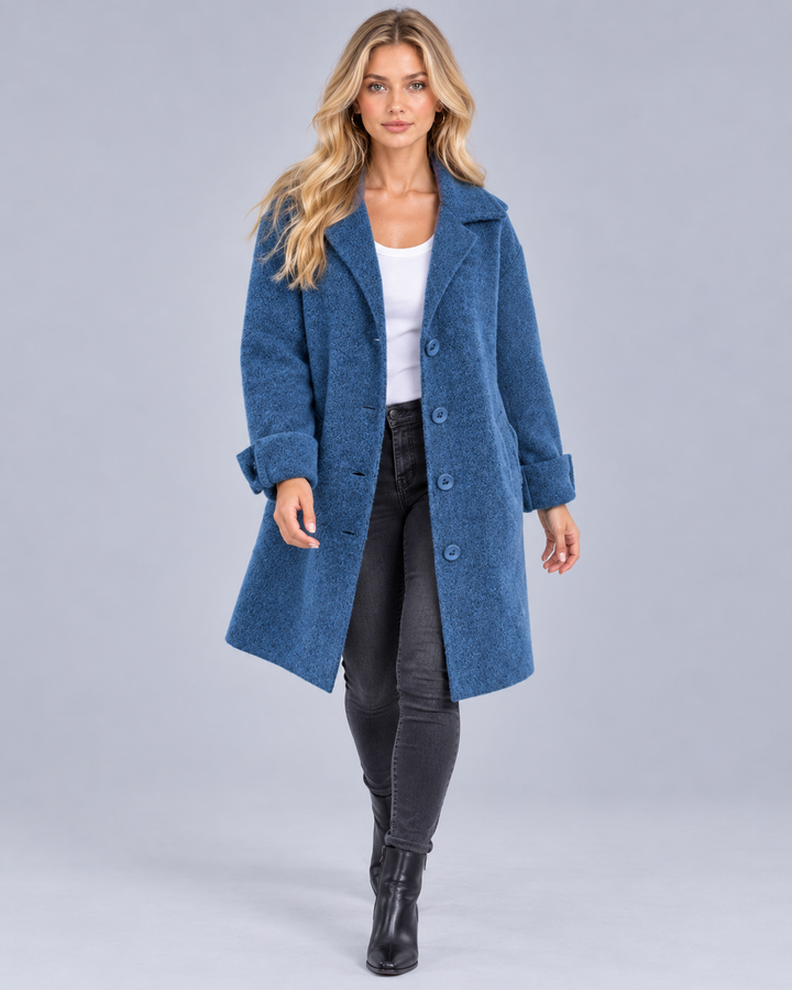 Women's Tailored Coat with Turned-Back Cuffs