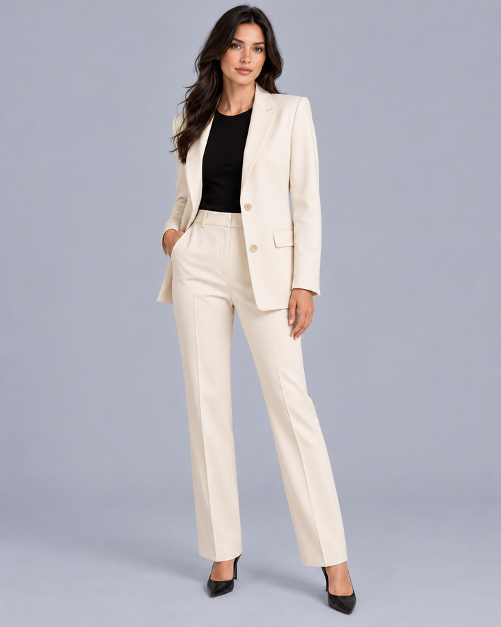 Women's Two-Piece Trouser Suit with Fitted Blazer