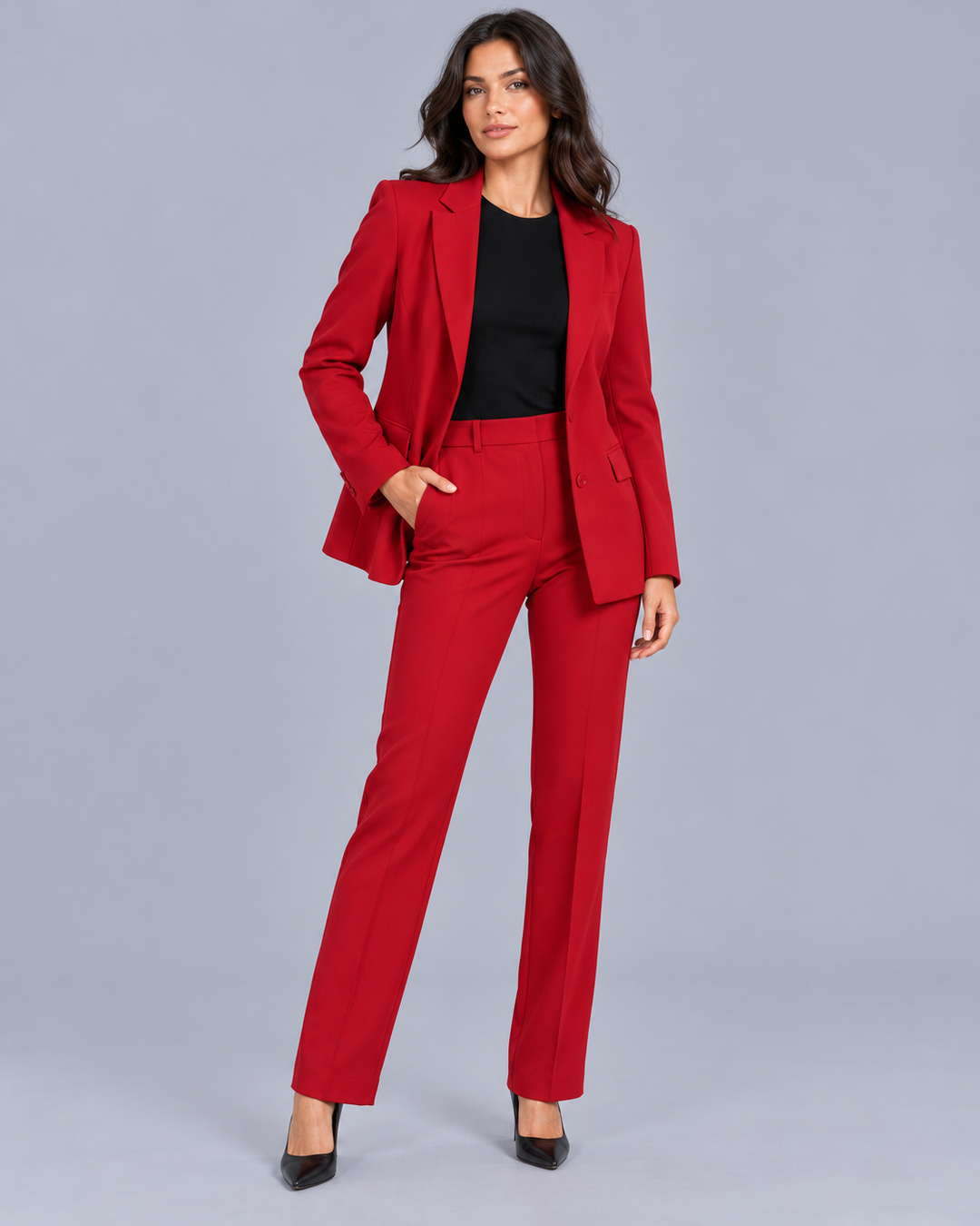 Women's Two-Piece Trouser Suit with Fitted Blazer