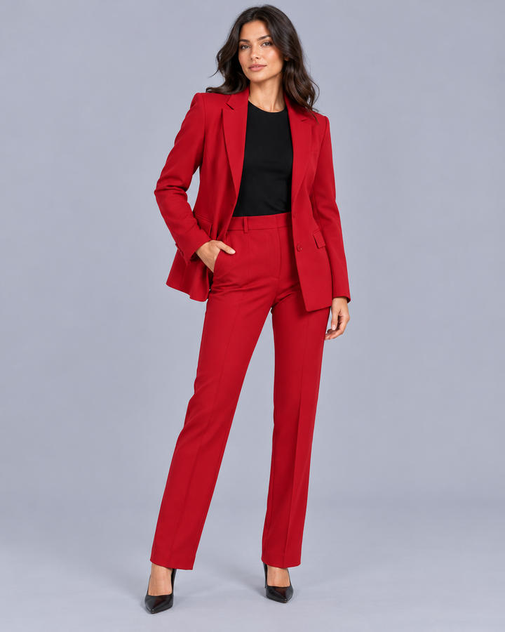 Women's Two-Piece Trouser Suit with Fitted Blazer