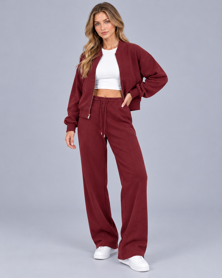 Women's Bomber Zip Tracksuit with Straight-Leg Bottoms