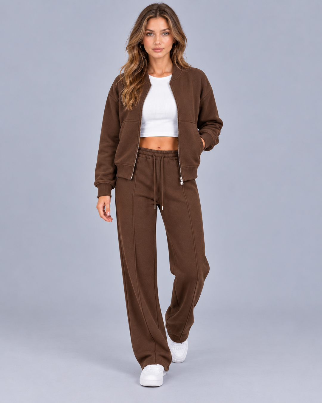 Women's Bomber Zip Tracksuit with Straight-Leg Bottoms