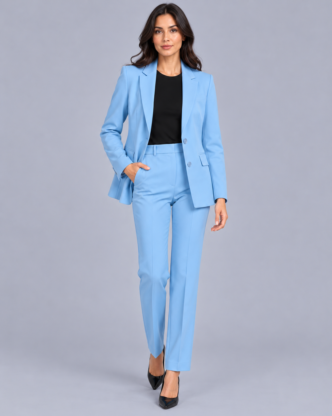 Women's Two-Piece Trouser Suit with Fitted Blazer