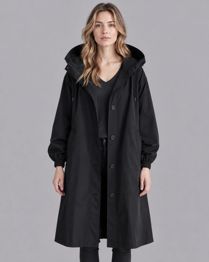 Women's Waterproof Trench Coat | Elegant Hooded Long Rain Jacket for All-Weather Protection