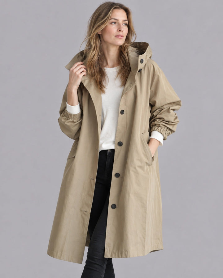 Women's Waterproof Trench Coat | Elegant Hooded Long Rain Jacket for All-Weather Protection
