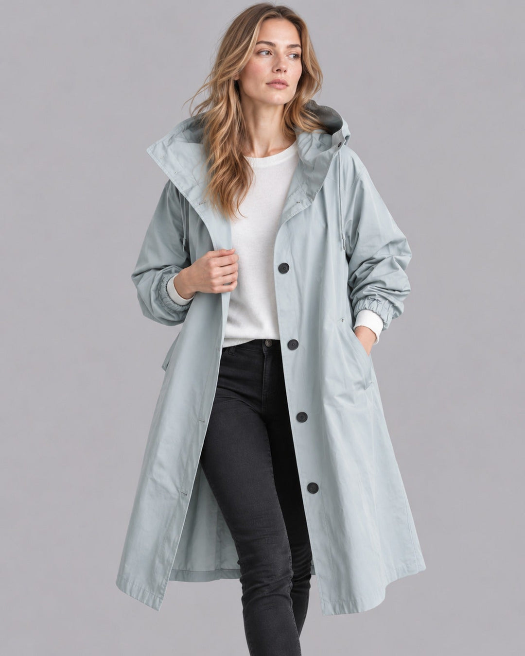 Women's Waterproof Trench Coat | Elegant Hooded Long Rain Jacket for All-Weather Protection