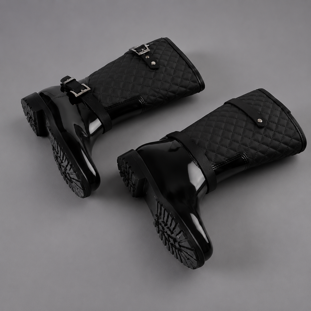 Women's Quilted Rain Boots – Waterproof Mid-Calf Wellingtons