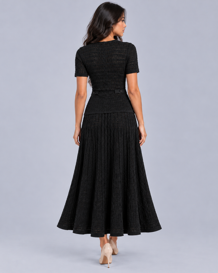 Women's Knitted Maxi Dress with Button Front