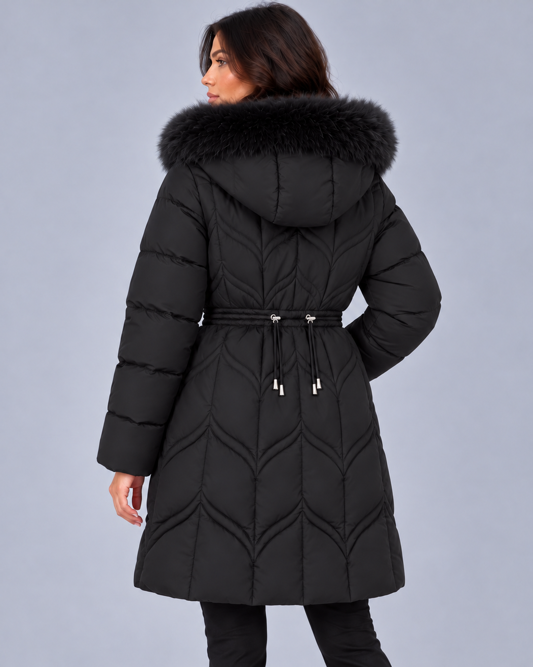 Women’s Faux Fur Hooded Puffer Coat | Quilted Drawstring Winter Parka Jacket