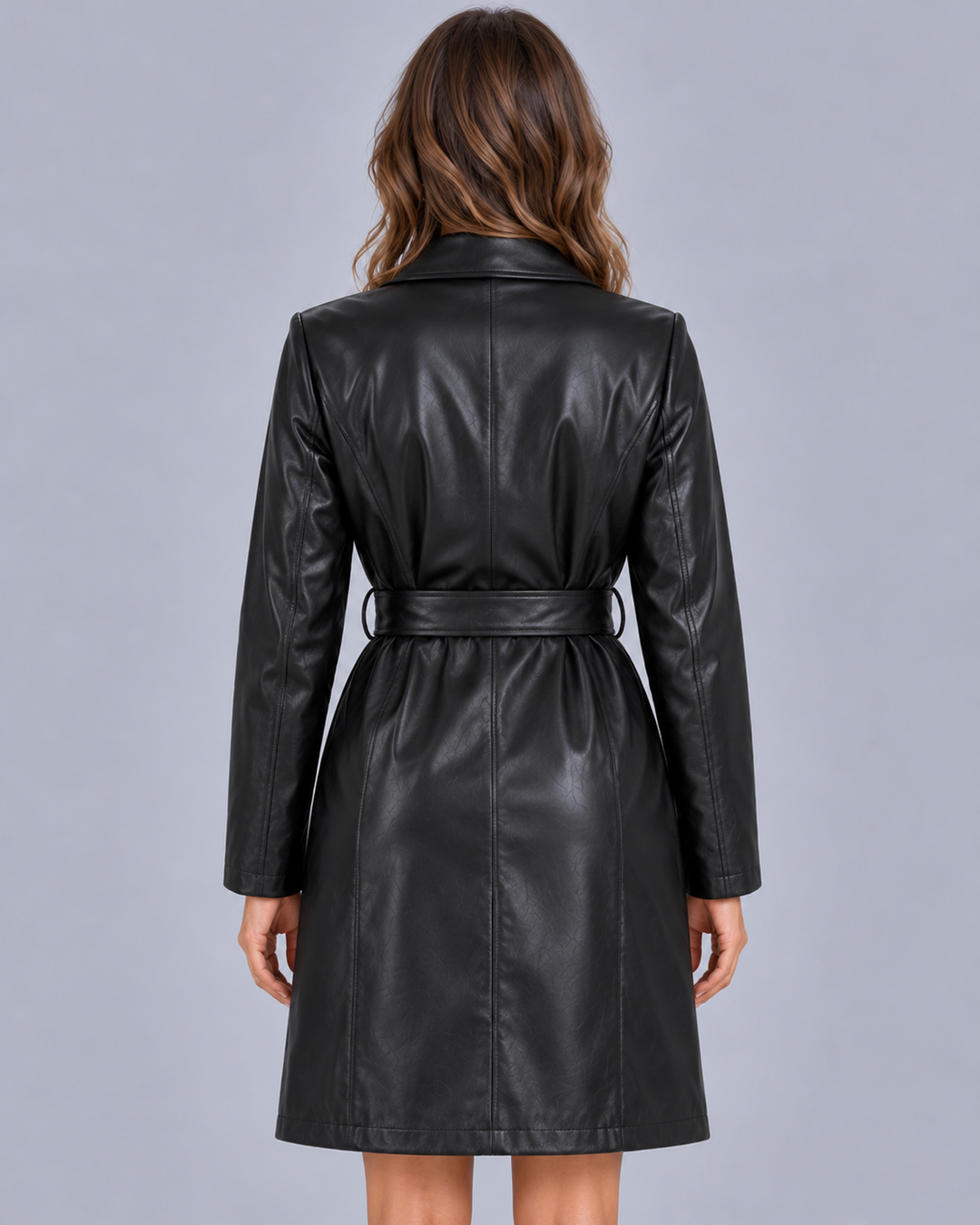 Women's Longline Faux Leather Trench Coat