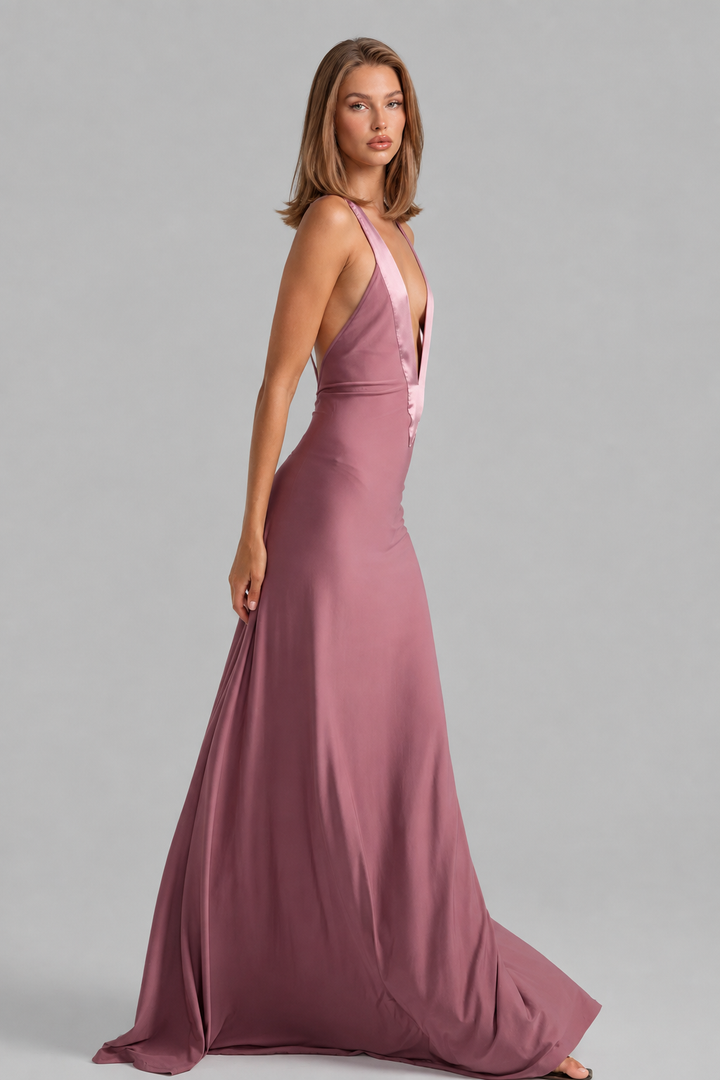 Party Maxi Dress with Satin Straps