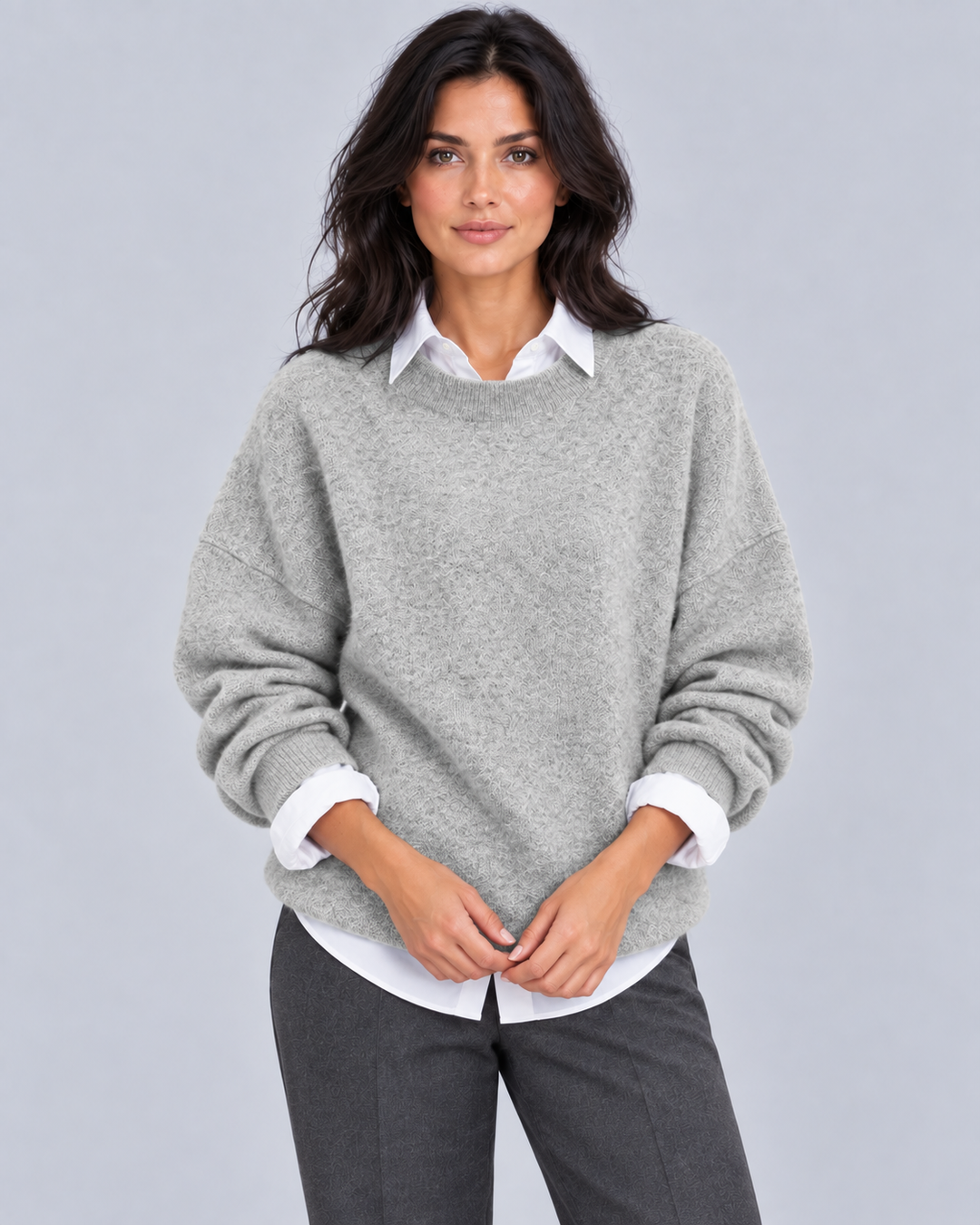 Women's 100% Cashmere Crew Neck Jumper | Oversized Fit Knitted Sweater