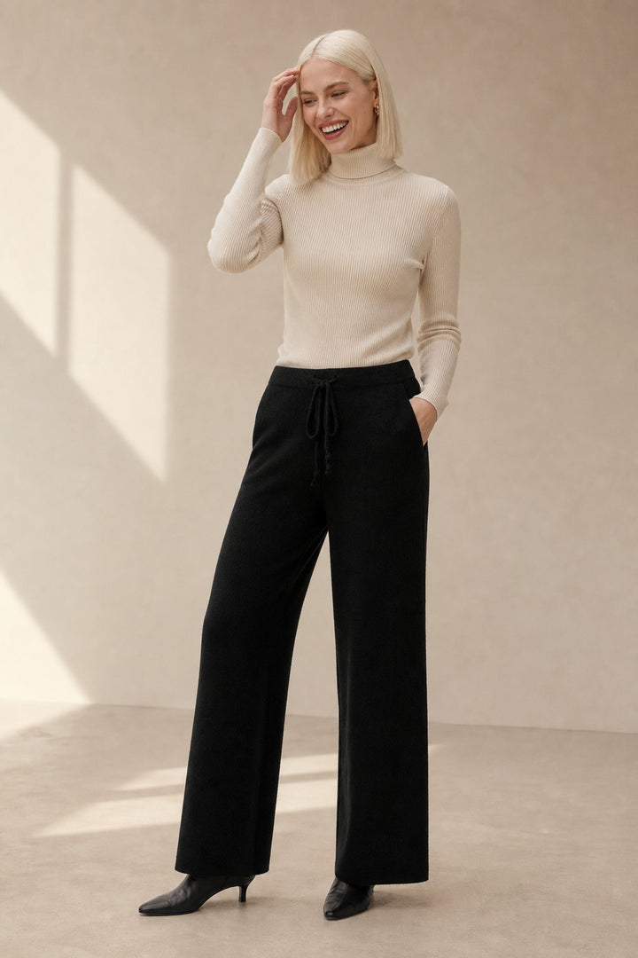 Women's Cashmere Blend Wide Leg Trousers
