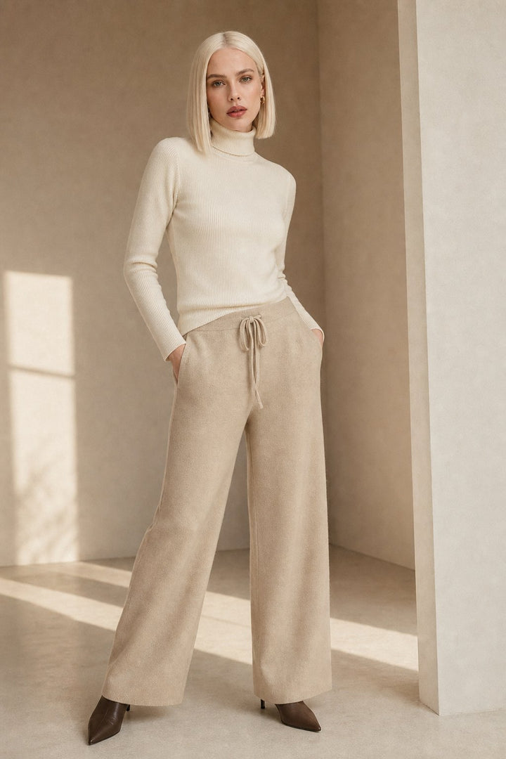 Women's Cashmere Blend Wide Leg Trousers