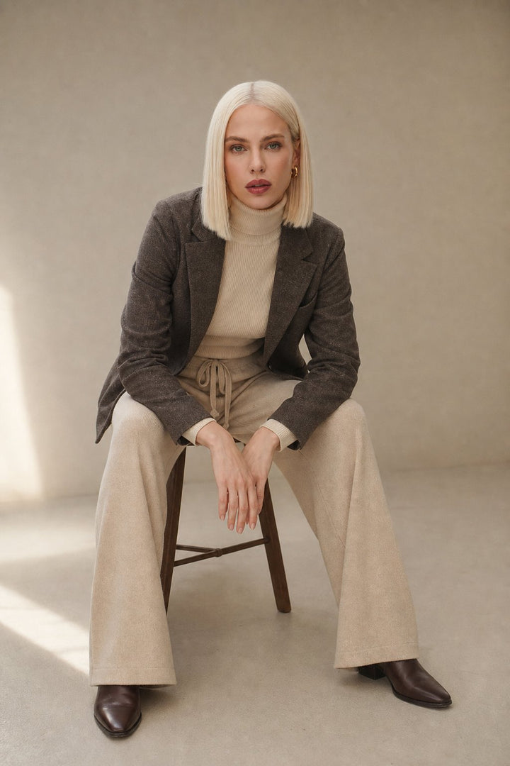 Women's Cashmere Blend Wide Leg Trousers