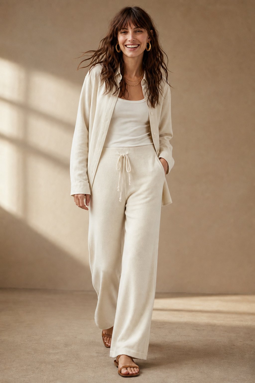 Women's Cashmere Blend Wide Leg Trousers