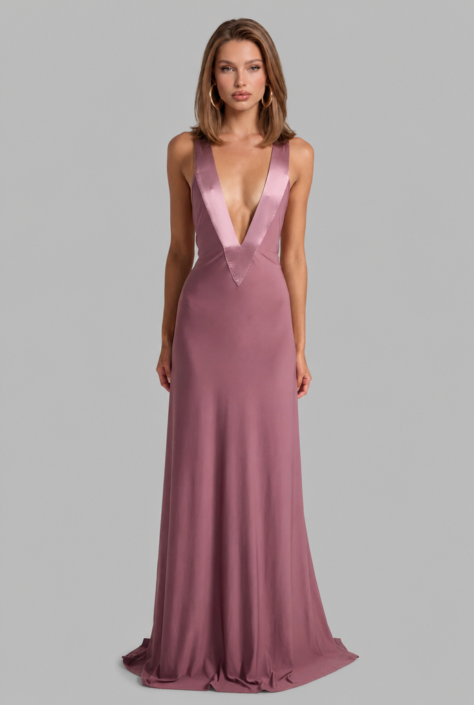 Party Maxi Dress with Satin Straps